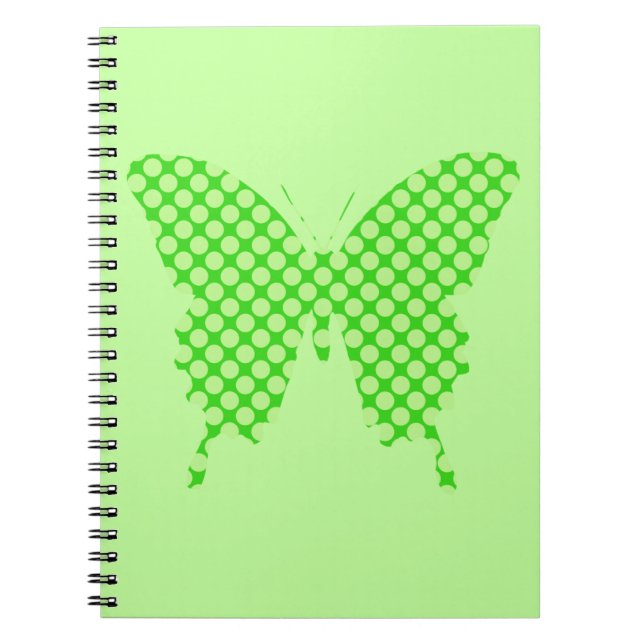 Caderno Espiral Borboleta, pontos retrorreflectores, tons de verde (Frente)