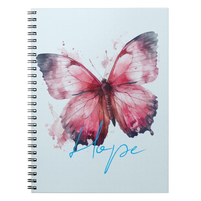 Caderno Espiral Borboleta Rosa Esperança Inspiradora (Frente)