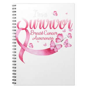 Caderno Espiral Borboleta rosa Eu sou um Cancer de Sobrevivência