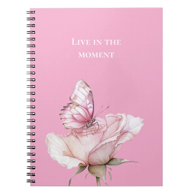 Caderno Espiral Borboleta Rosa Rosa (Frente)