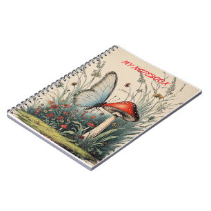 Caderno Espiral Borboleta Sob a Flor