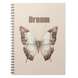 Caderno Espiral Borboleta Sonho Marrom Branco