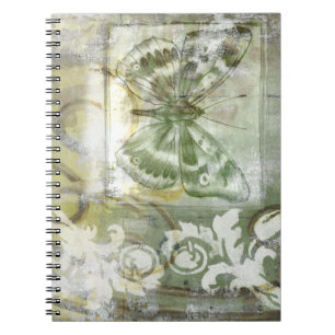 Caderno Espiral Borboleta Verde Indefinida com Porta de Ironwork