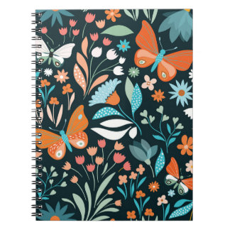 Caderno Espiral Borboletas, borboletas decorativas sem costura