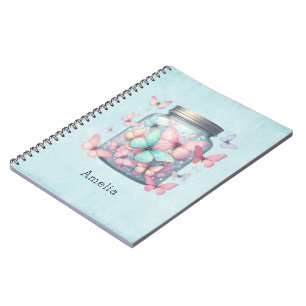 Caderno Espiral Borboletas Caprichosas em uma Jarra