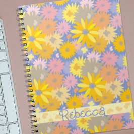 Caderno Espiral Borboletas Coloridas nas Flores Personalizadas