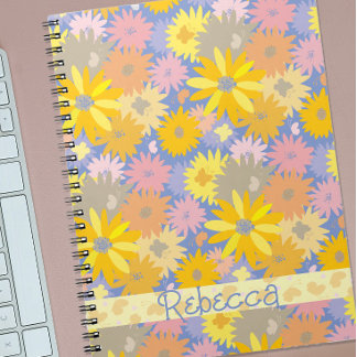 Caderno Espiral Borboletas Coloridas nas Flores Personalizadas
