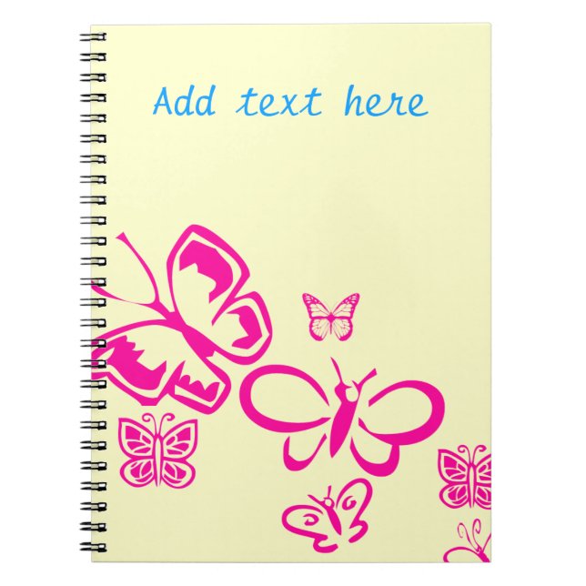 Caderno Espiral Borboletas cor-de-rosa (Frente)