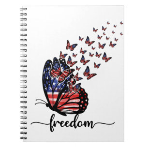 Caderno Espiral Borboletas da Liberdade Vermelho Patriótico, Bra