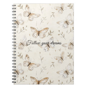 Caderno Espiral Borboletas de Areia Bege Creme