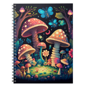 Caderno Espiral Borboletas de cogumelos mágicos