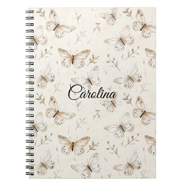 Caderno Espiral Borboletas de Creme Chic (Frente)