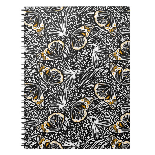 Caderno Espiral Borboletas de esboço de mão da moda voando mistura (Frente)
