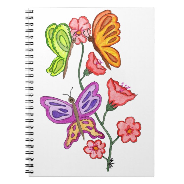 Caderno Espiral Borboletas e flores (Frente)