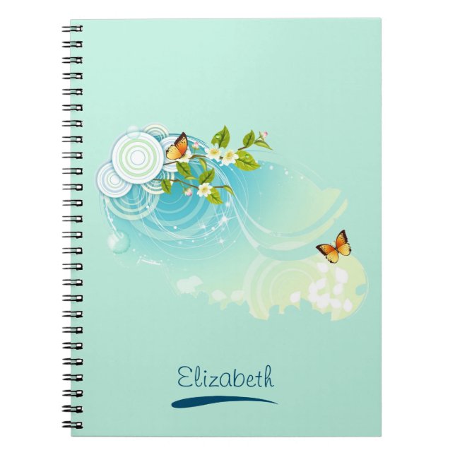 Caderno Espiral Borboletas e flores (Frente)