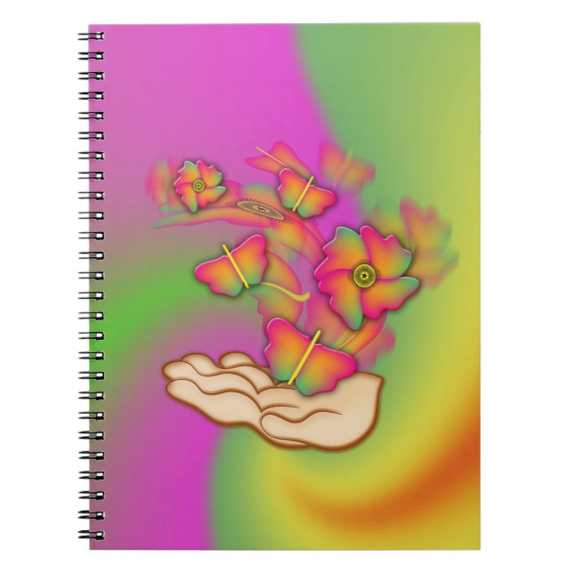 Caderno Espiral Borboletas e flores (Frente)