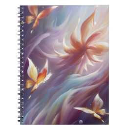 Caderno Espiral Borboletas e flores estilizadas