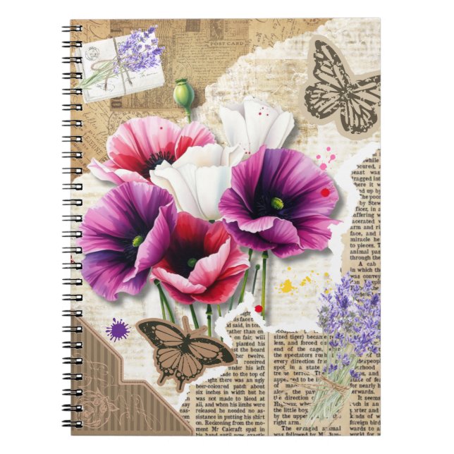 Caderno Espiral Borboletas e flores para Mãe (Frente)