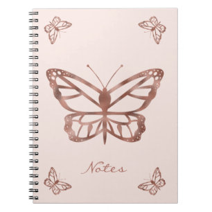 Caderno Espiral Borboletas e texto personalizado com aparência de 