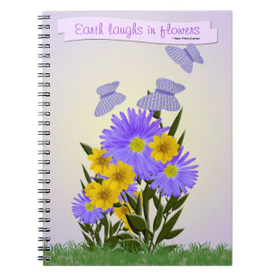 Caderno Espiral Borboletas e Wildflowers do guingão