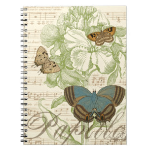 Caderno Espiral Borboletas em Música Planeta com Design Floral