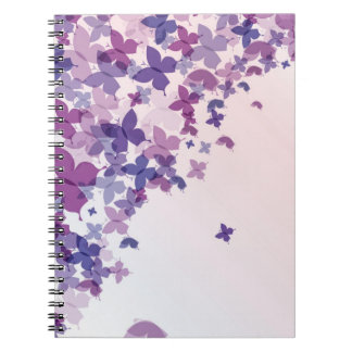 Caderno Espiral borboletas em tons roxos