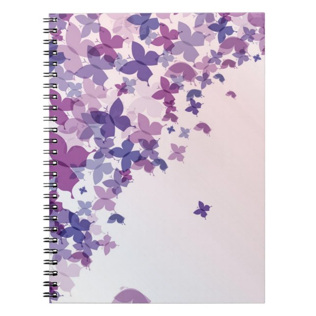 Caderno Espiral borboletas em tons roxos (Frente)