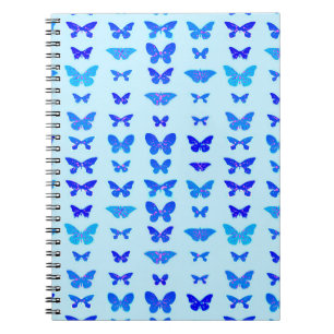Caderno Espiral Borboletas, índigo, fundo azul-céu