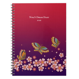 Caderno Espiral Borboletas japonesas Sakura Blossoms Personalizado