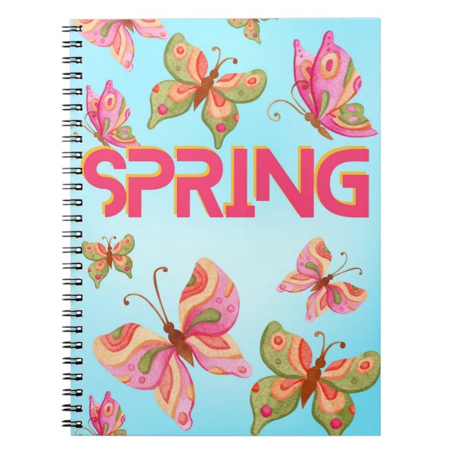 Caderno Espiral borboletas primavera (Frente)
