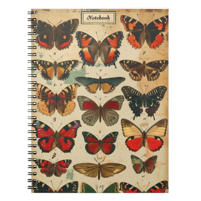 Caderno Espiral Borboletas Vintage (Frente)