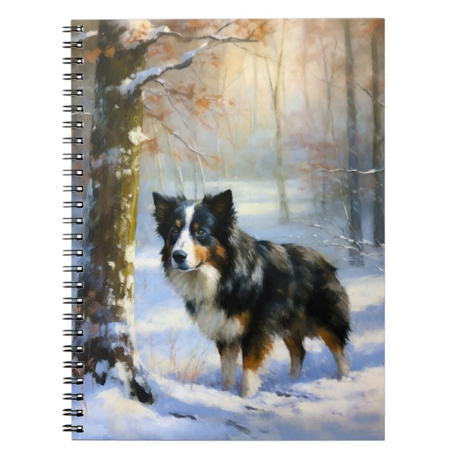 Caderno Espiral Borda Collie Deixe-o nevar no Natal (Frente)