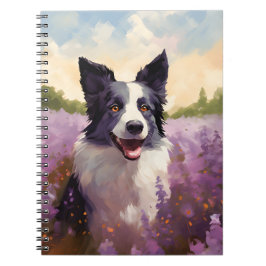 Caderno Espiral Borda Collie no campo de Lavanda