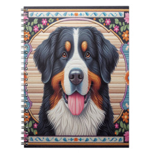 Caderno Espiral Borda Colorida Floral do Cachorro da Montanha Bern