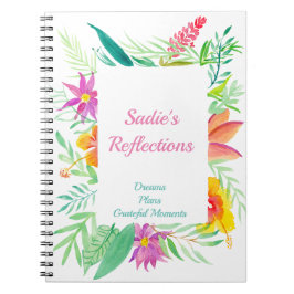 Caderno Espiral Borda Floral Tropical Aquarela Personalizar