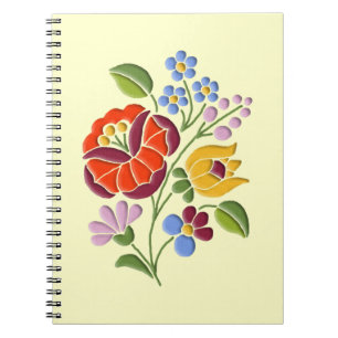 Caderno Espiral Bordado de Kalocsa - arte popular húngara