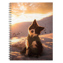 Border Collie Vermelho nas Montanhas Nevadas ao Pô