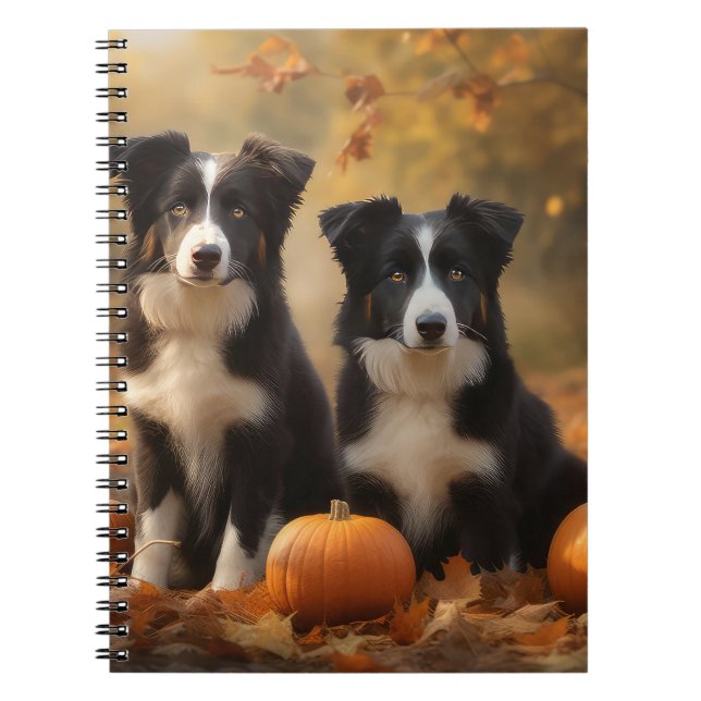 Caderno Espiral Bordo Collie Puppy Autumn Delight Pumpkin (Frente)