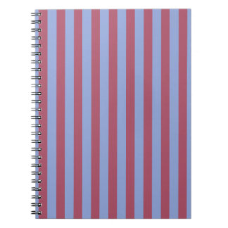Caderno Espiral Bordô e Listras Azuis