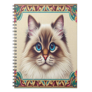 Caderno Espiral Bordo Moldado Colorido de Gato de Birmanês Decorat