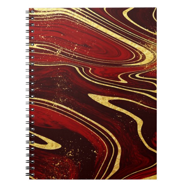 Caderno Espiral Borgonha e Dourado Marble (Frente)