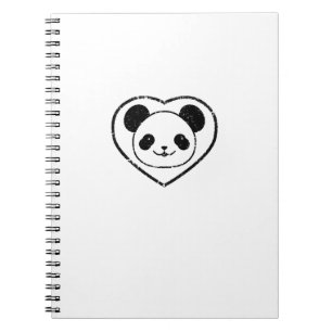 Caderno Espiral Borracha Espetada Panda Bear E Coração