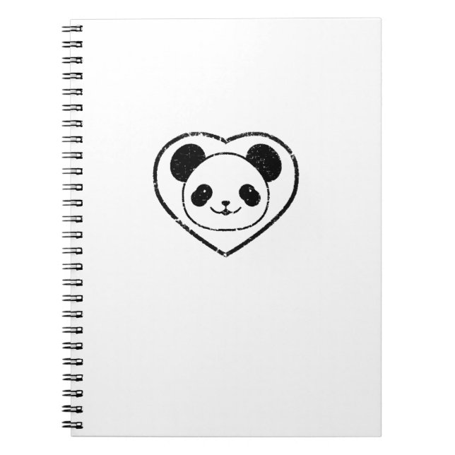 Caderno Espiral Borracha Espetada Panda Bear E Coração (Frente)