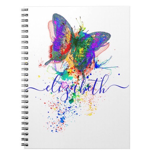 Caderno Espiral Borrifo de borboleta personalizado (Frente)