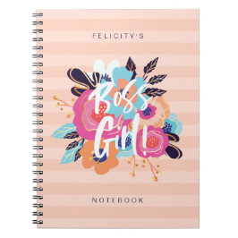 Caderno Espiral Boss Girl | Florais em negrito de tendência e list