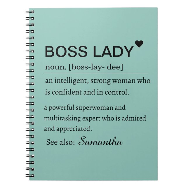 Caderno Espiral Boss Lady Definition Personalized  (Frente)