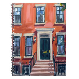 Caderno Espiral Boston Brownstones Massachusetts Aquarela