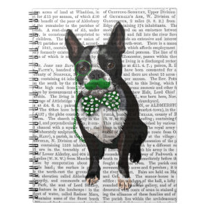 Caderno Espiral Boston Terrier com bigode verde e safado