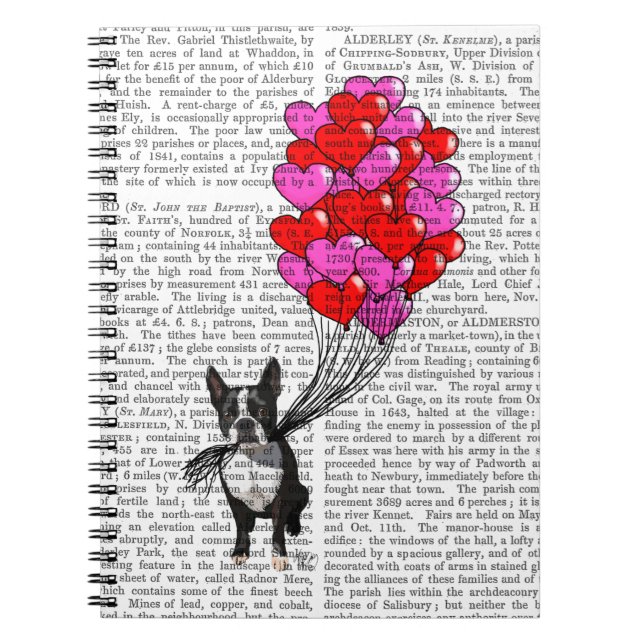 Caderno Espiral Boston Terrier E Balões (Frente)