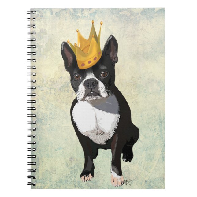 Caderno Espiral Boston Terrier e Crown (Frente)